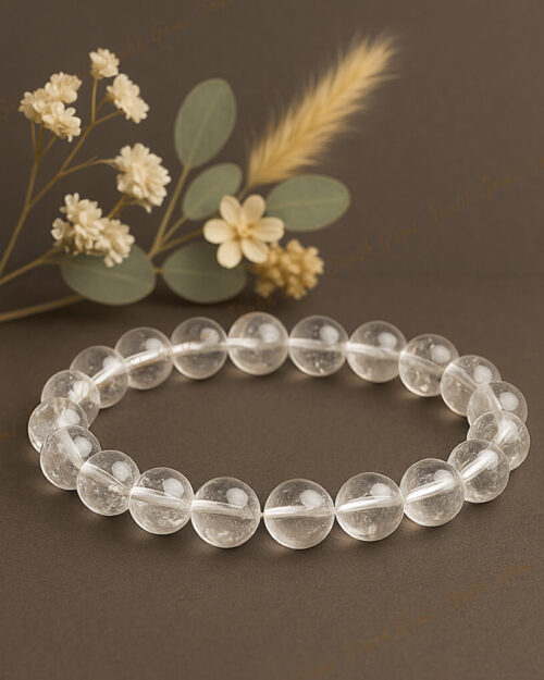 Round Clear Quartz Beads Bracelet 8mm