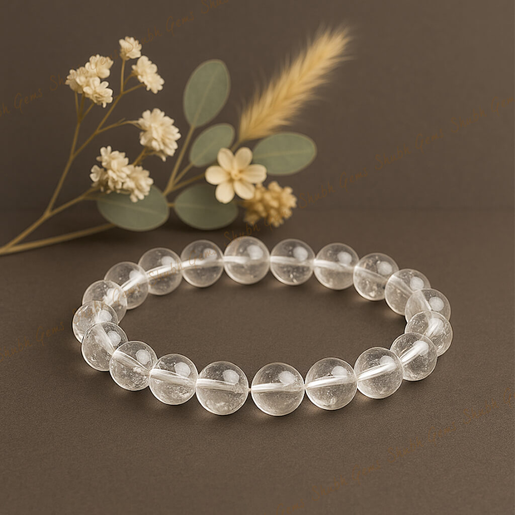 Round Clear Quartz Beads Bracelet 8mm